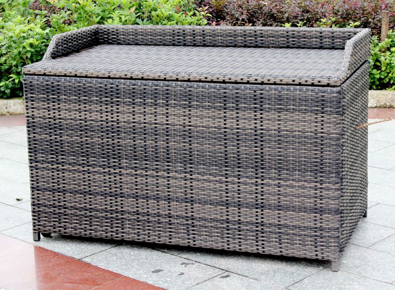 Rattan garden deals storage box grey