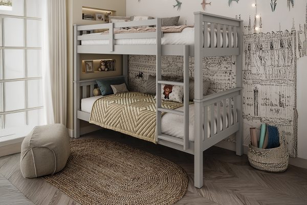 Painted wooden single bunk beds, White, Honey or Grey - Image 3